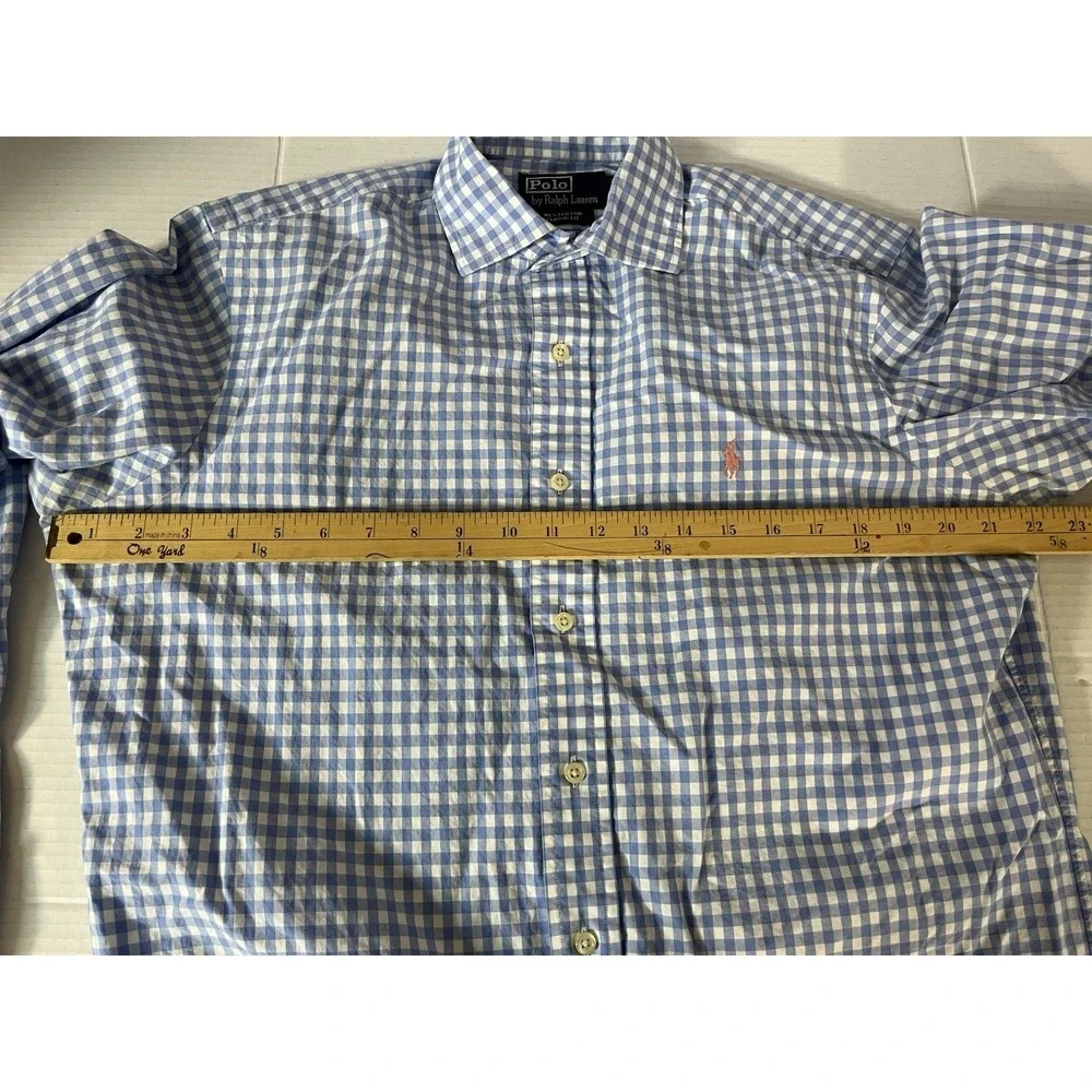 Polo Ralph Lauren Button Down Mens Medium Blue Gingham Westerton Classic Fit‎